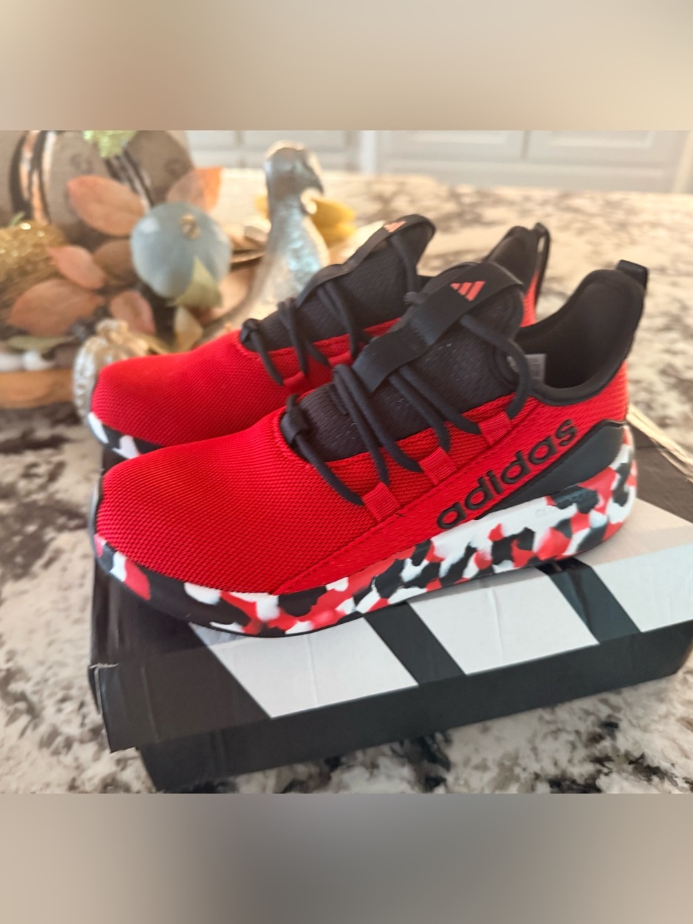 adidas Lite Racer Adapt 8.0 Kids Shoes Size 3 Scarlet Black Grey NWT